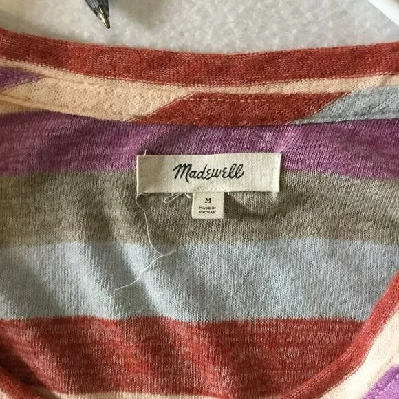 Madewell Striped tee Multicolor Short Sleeve Scoop Neck Women's Sz Medium Cotton - Picture 8 of 10